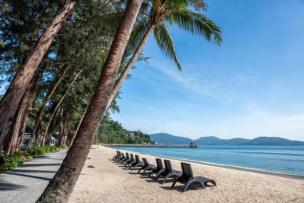 Sun loungers on Nakalay Beach, Phuket, Thailand