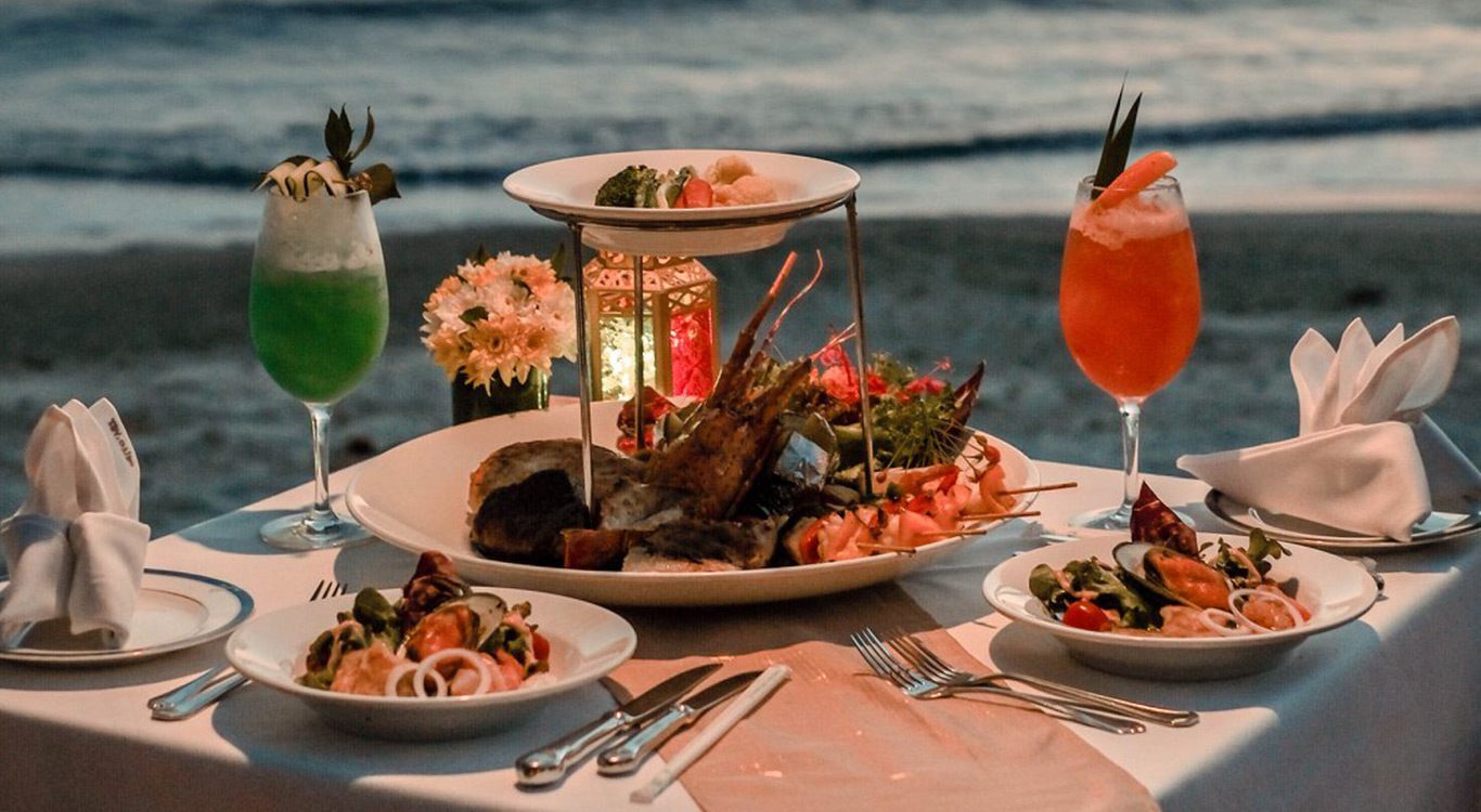 Surf and Turf set menu for romantic dinner