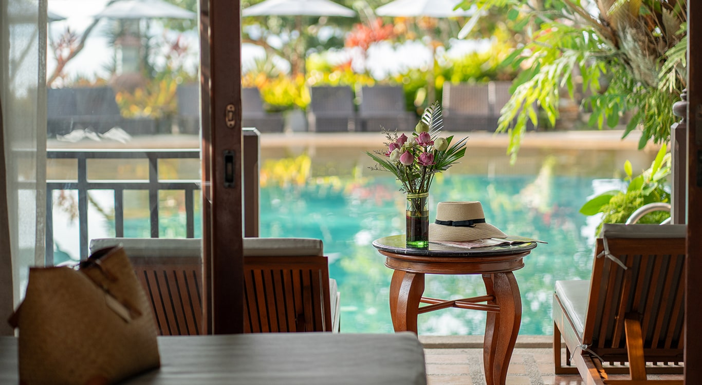 Our Lagoon Pool is just 10 steps from your bed