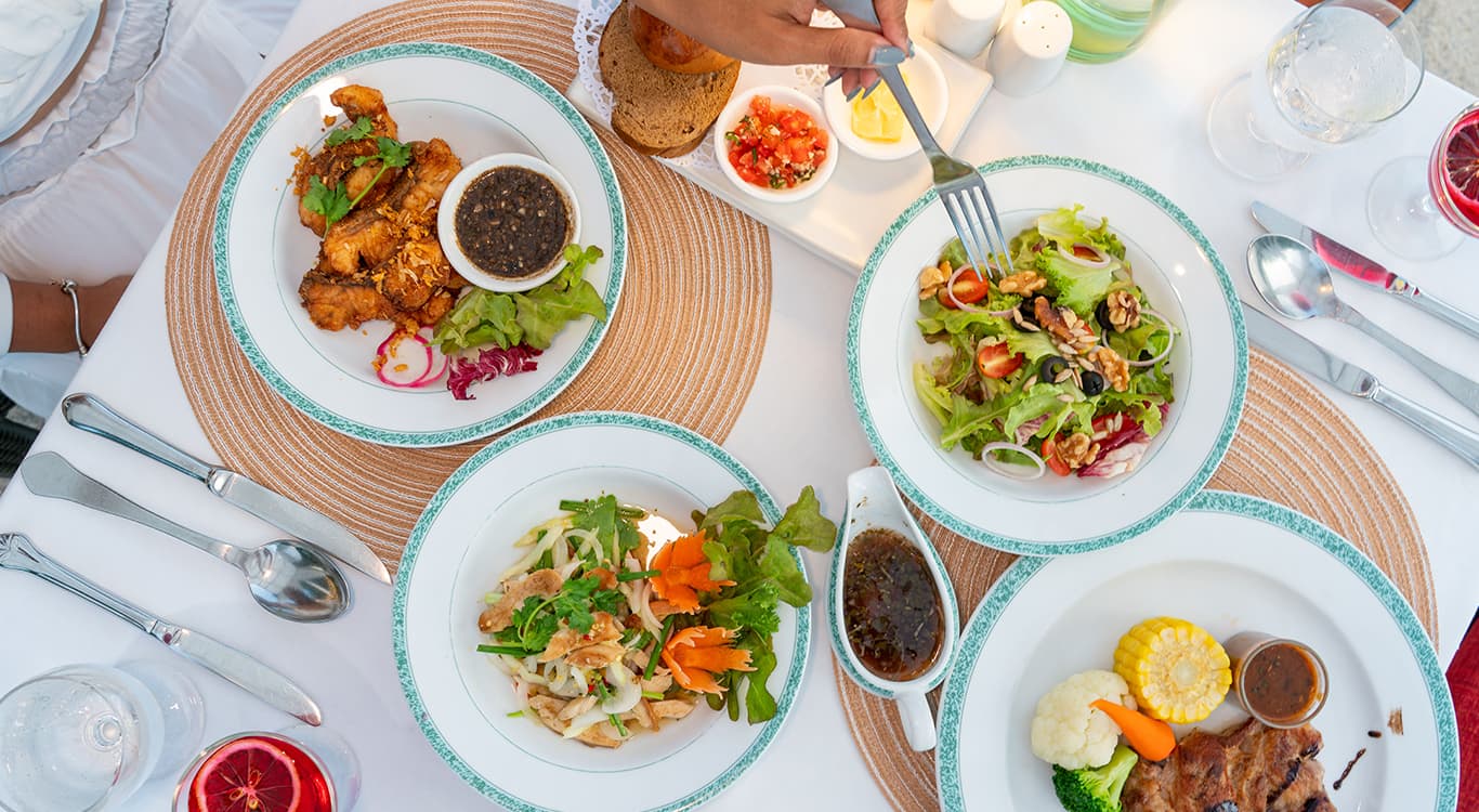 An array of dishes for a romantic dinner in Phuket.