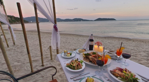 Romantic private beachfront dinner in Phuket.