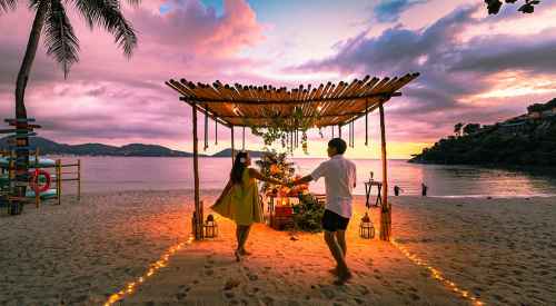 Private candle-lit beach cabana