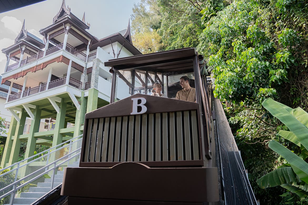 An aerial view of our beachfront accommodation in Kamala Beach